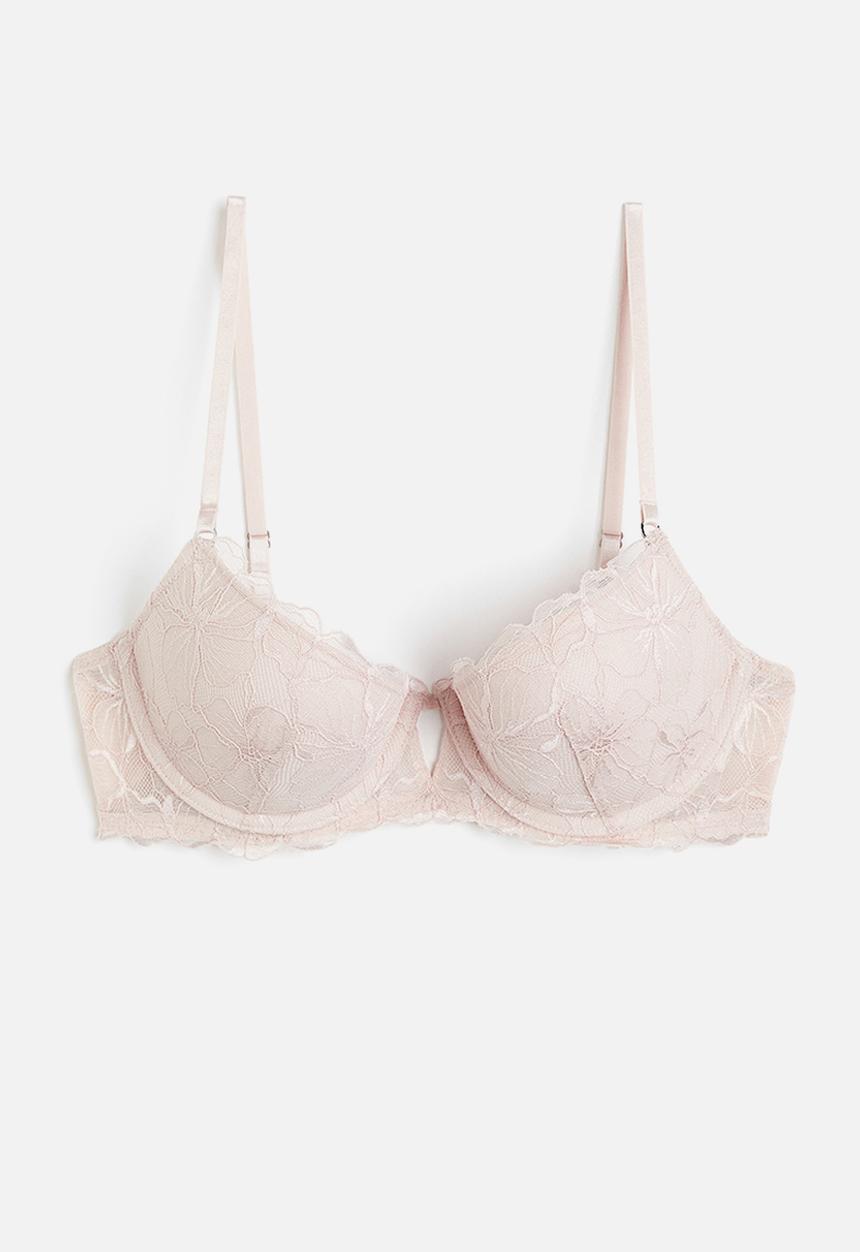 H&M - Lace push-up bra - light pink