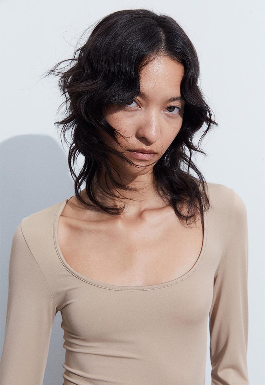 H&M - Jersey thong body - beige