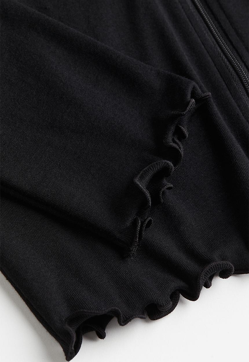 H&M - Cropped zip-through hoodie - black