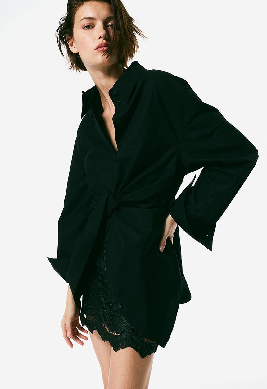 H&M - Knot-detail shirt - black