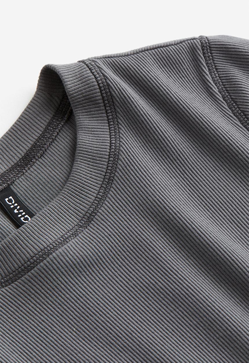 H&M - Fitted cotton top - dark grey