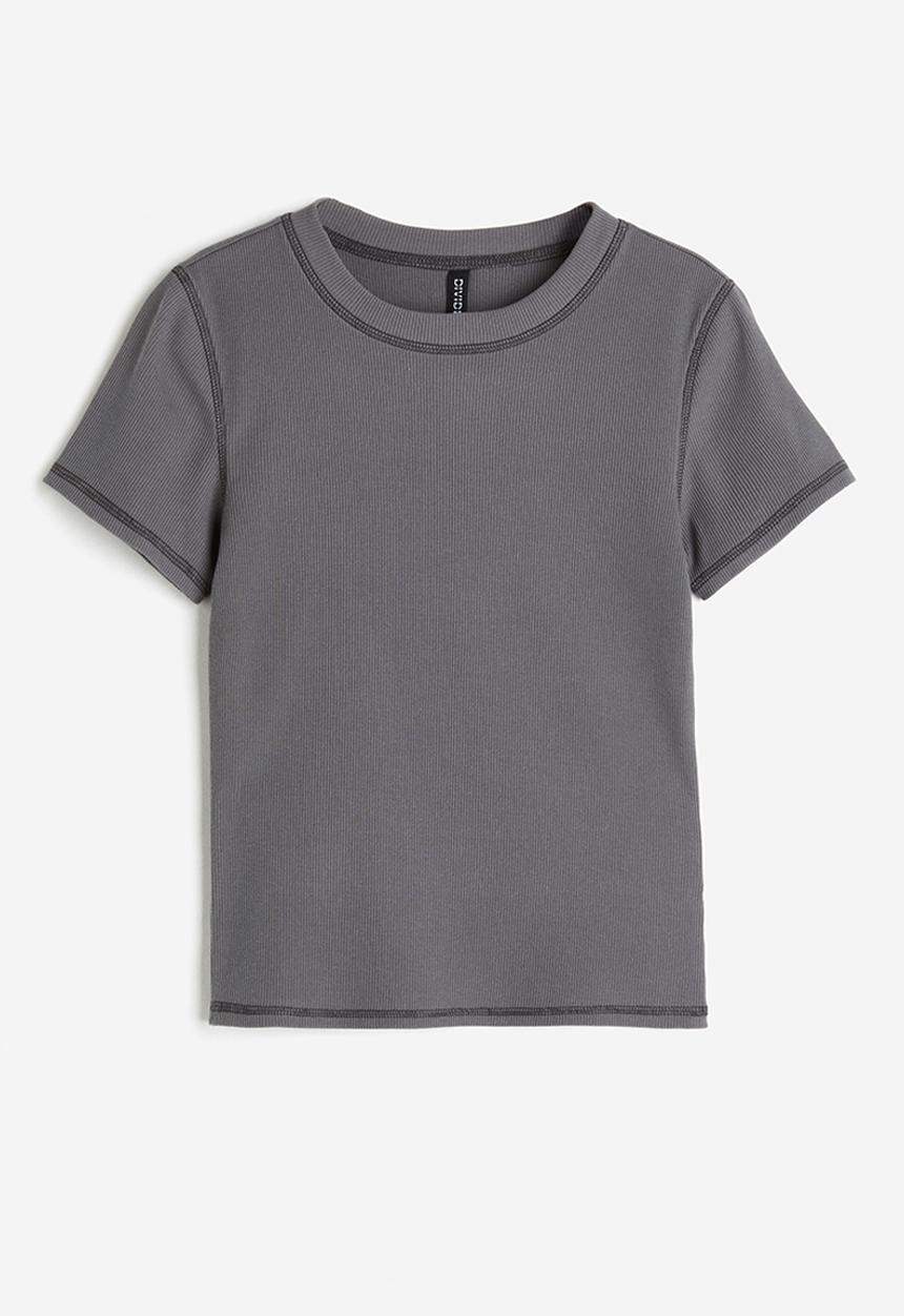 H&M - Fitted cotton top - dark grey