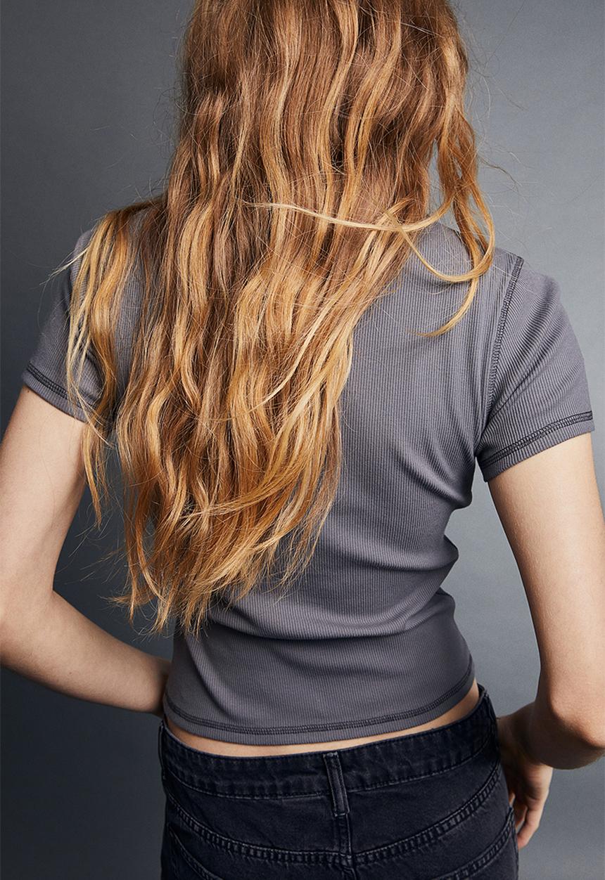 H&M - Fitted cotton top - dark grey