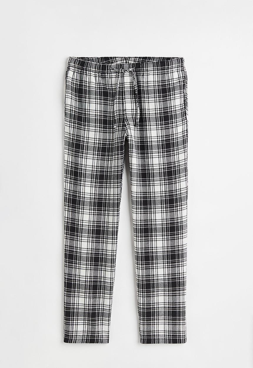 H&M - Regular fit flannel pyjama bottoms - black & white checked