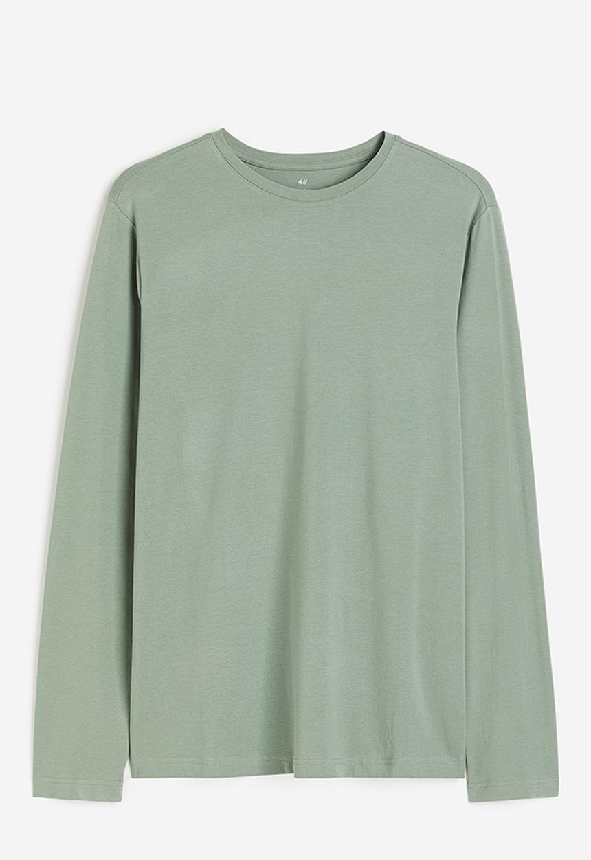 H&M - Slim fit jersey top - light khaki green