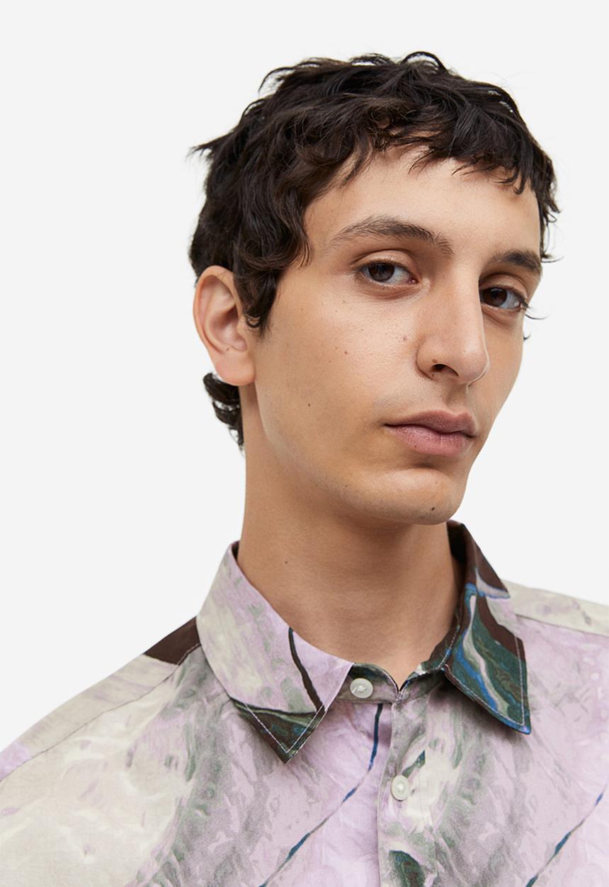 H&M - Regular fit lyocell shirt - purple/patterned