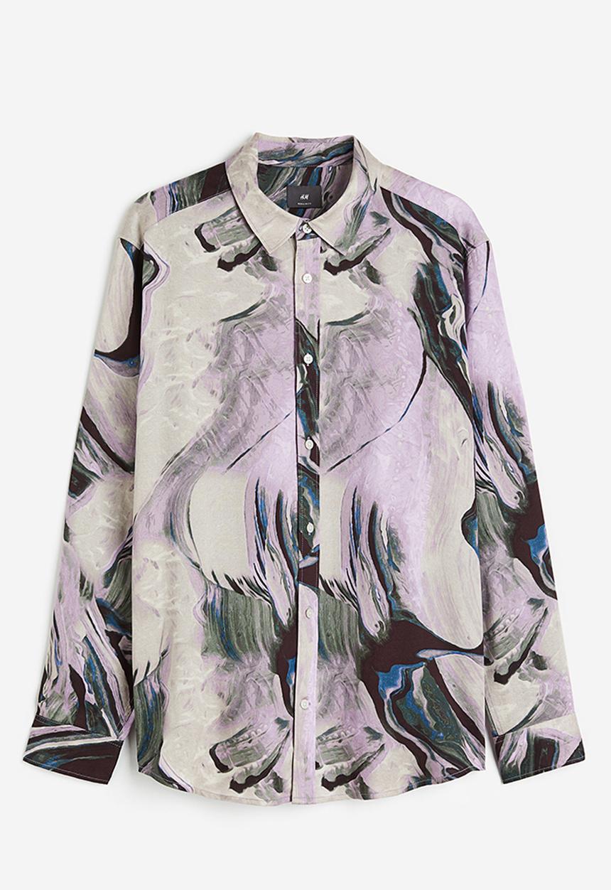 H&M - Regular fit lyocell shirt - purple/patterned