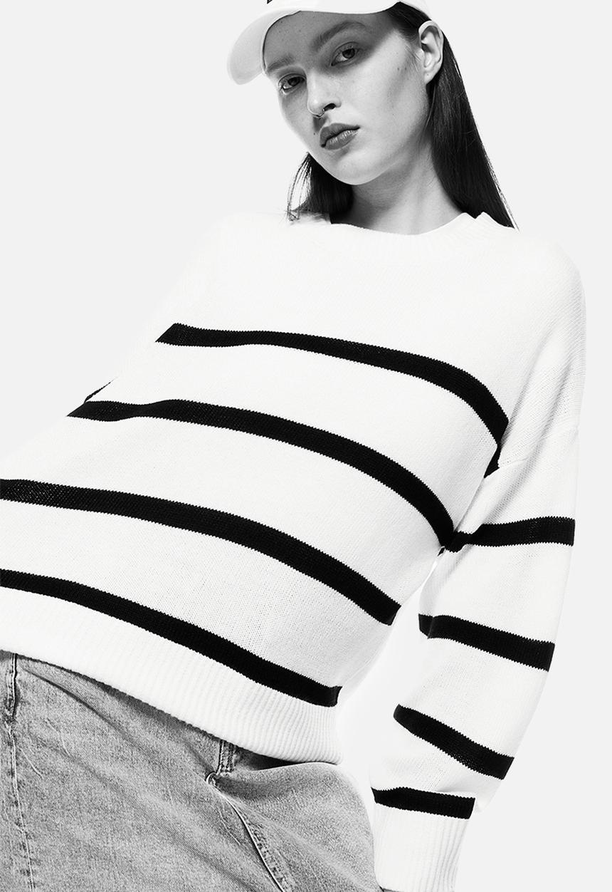 H&M - Jacquard-knit jumper - cream/striped