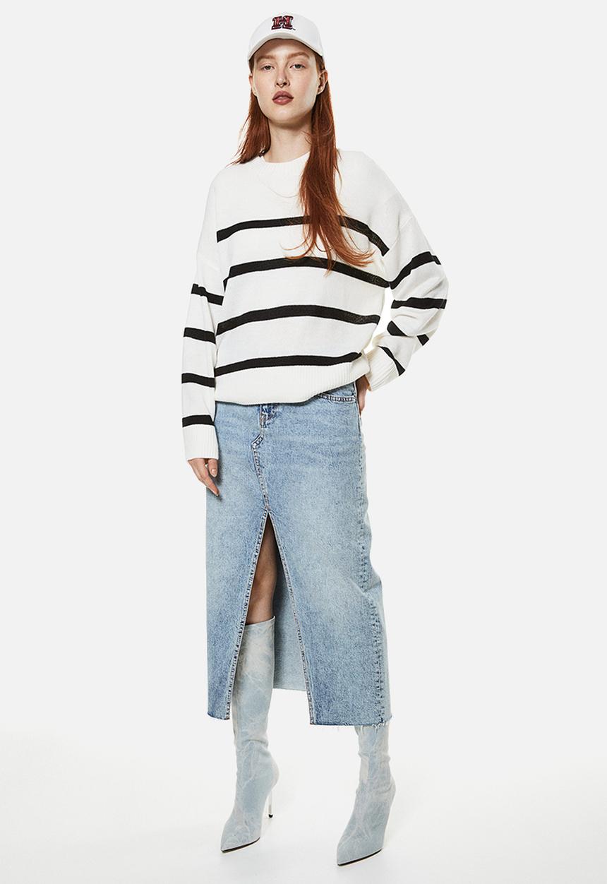 H&M - Jacquard-knit jumper - cream/striped