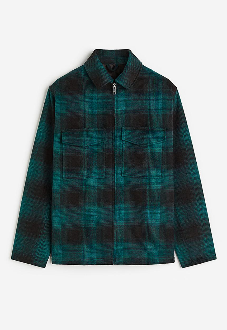 H&M - Regular fit shacket - turquoise/checked