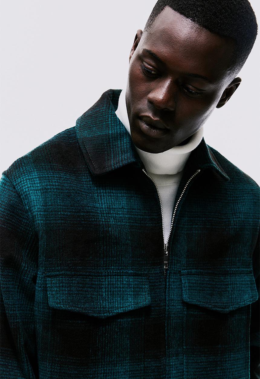H&M - Regular fit shacket - turquoise/checked