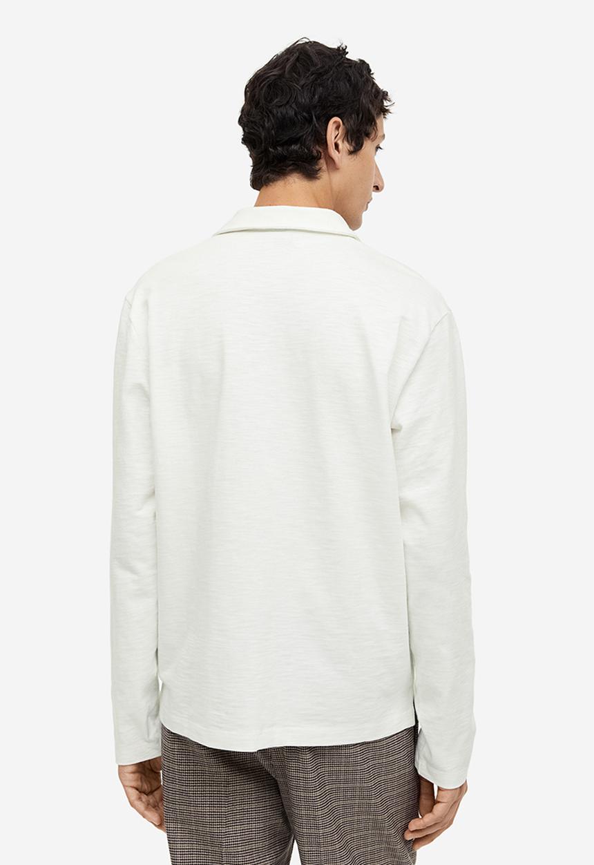 H&M - Regular fit long-sleeved polo shirt - white