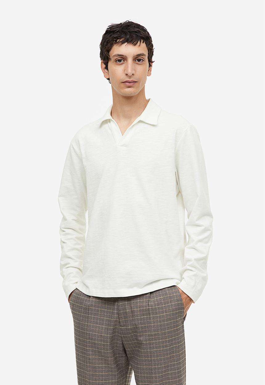 H&M - Regular fit long-sleeved polo shirt - white