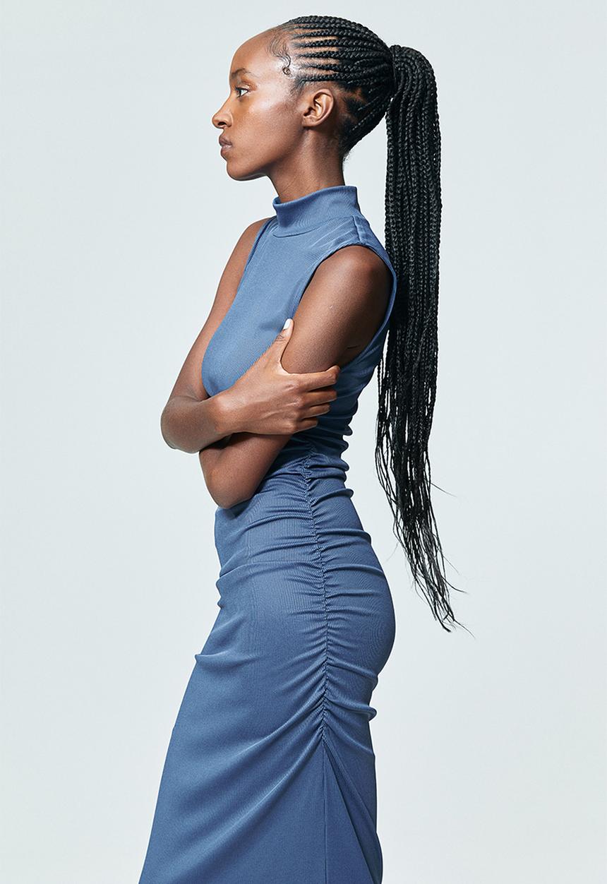 H&M - Gathered bodycon dress - dark blue