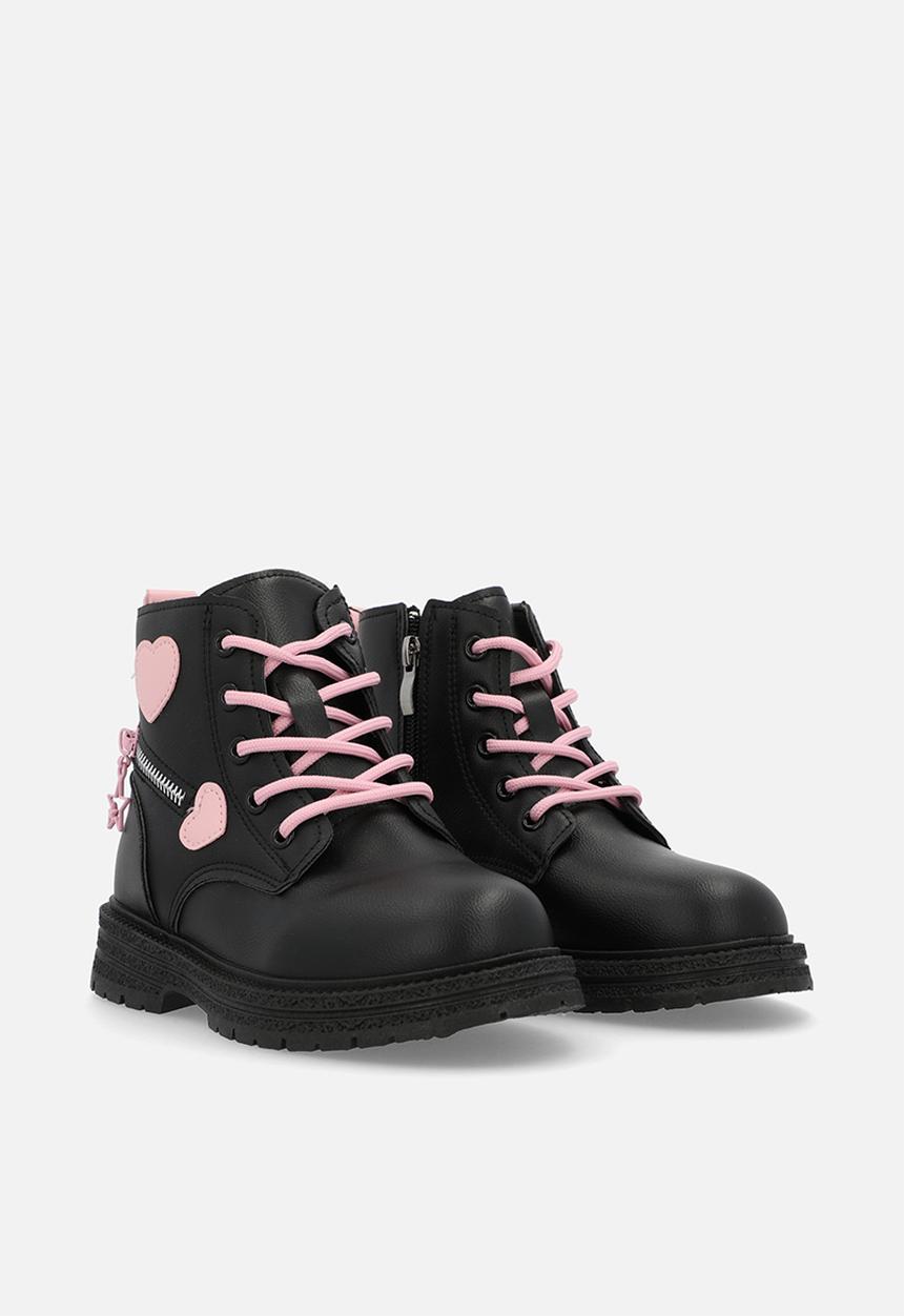 Pop Candy - Lace up ankle boots - black & pink