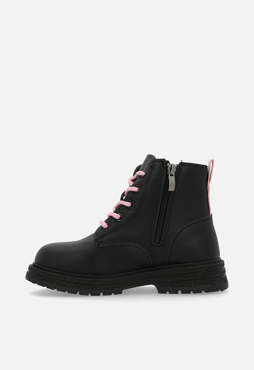 Pop Candy - Lace up ankle boots - black & pink