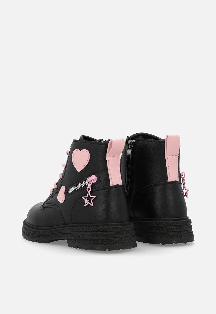 Pop Candy - Lace up ankle boots - black & pink