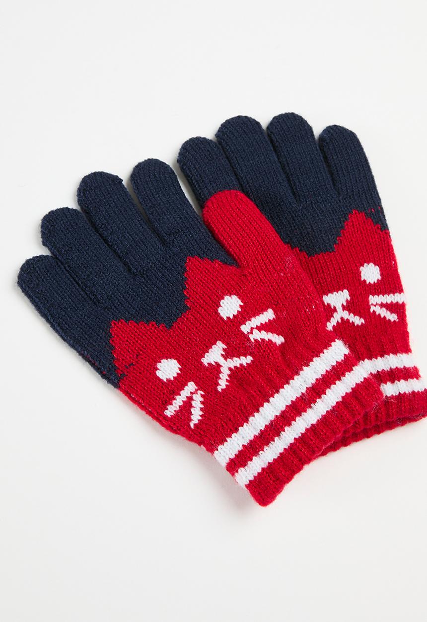 Pop Candy - Colour block handgloves - red & blue