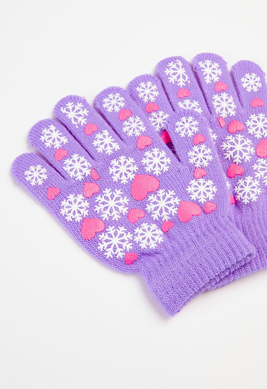 Pop Candy - Floral print handgloves - lilac