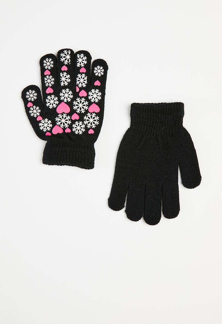 Pop Candy - Floral print handgloves - black