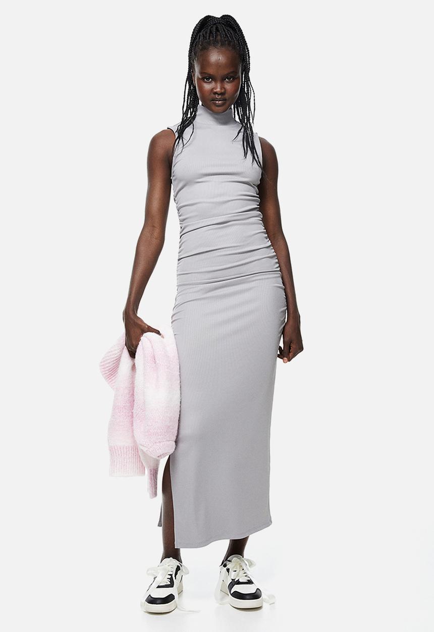 H&M - Gathered bodycon dress - light grey