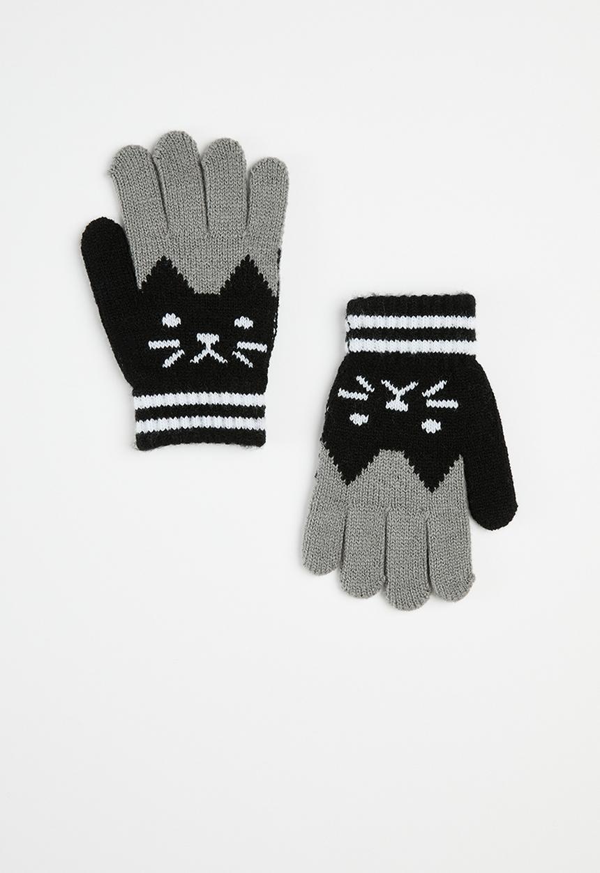 Pop Candy - Colour block handgloves - grey & black