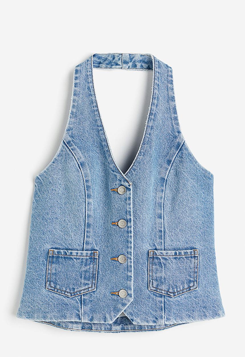 H&M - Halterneck denim top - light denim blue