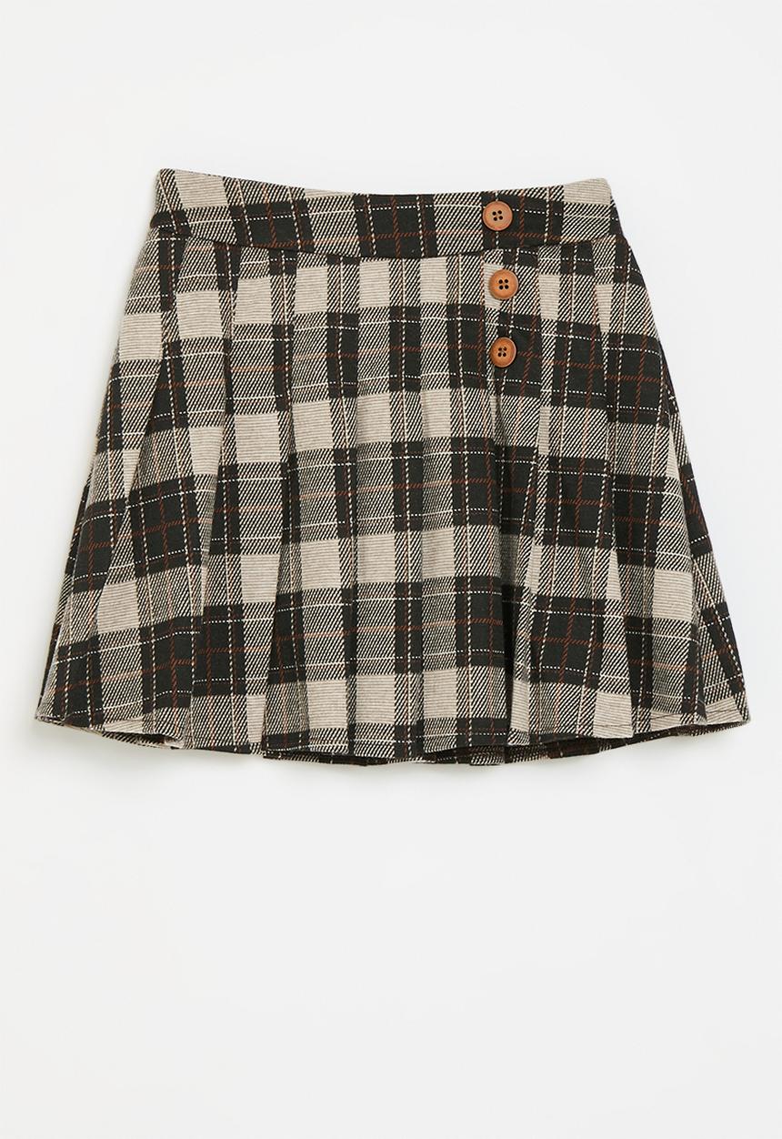 Pop Candy - Plaid pleated skirt - brown