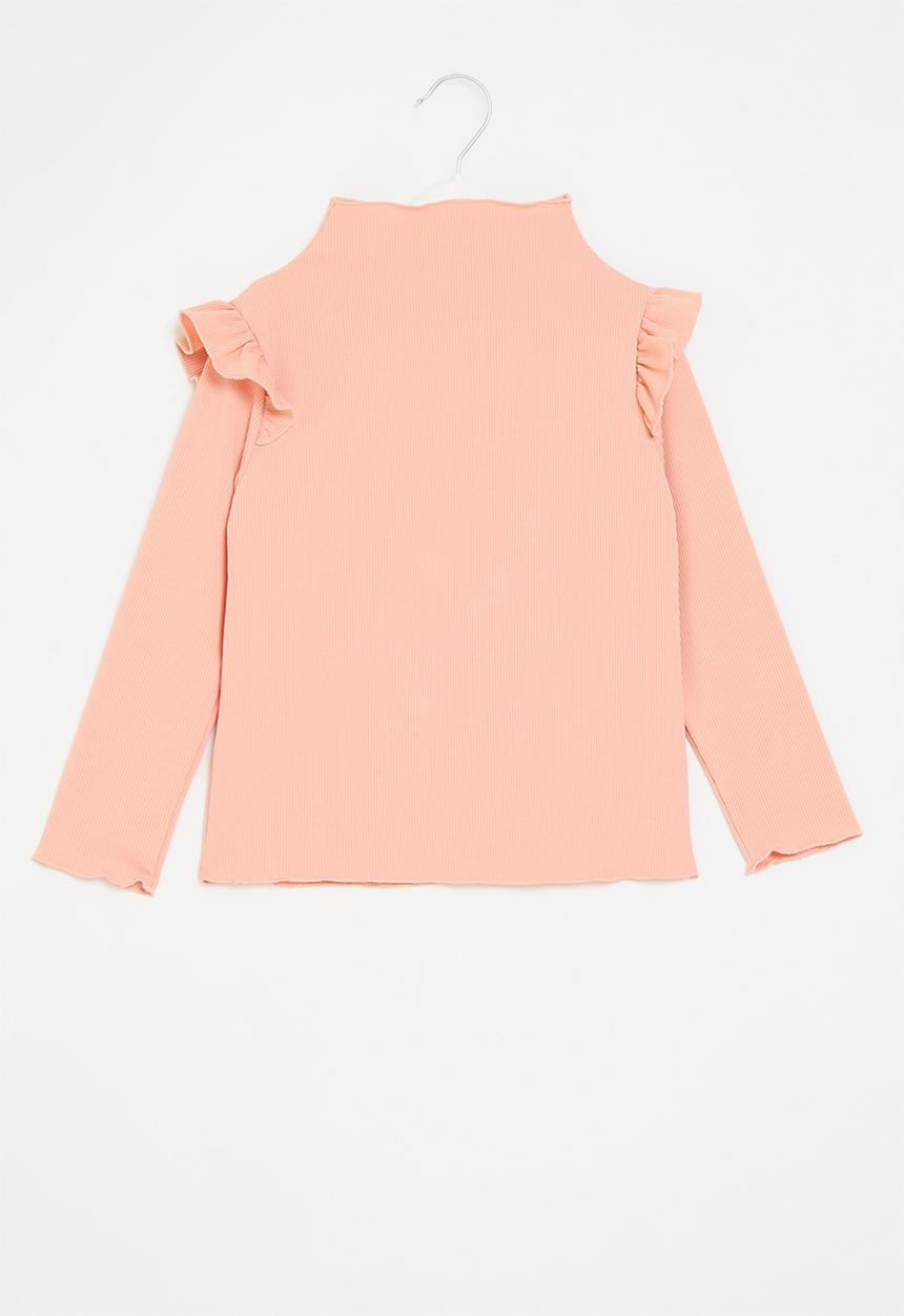 Pop Candy - Frilled neck top - peach
