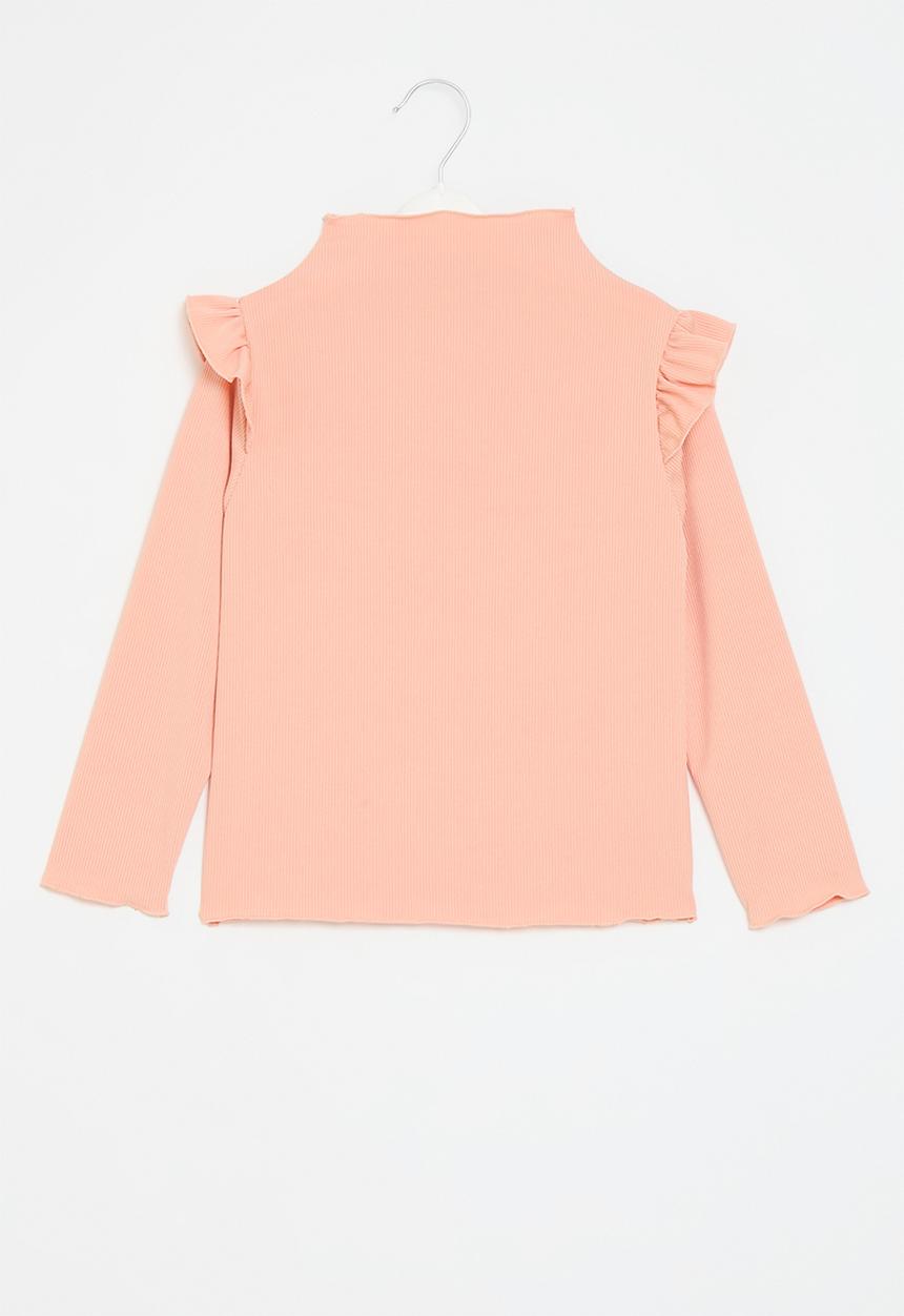 Pop Candy - Frilled neck top - peach