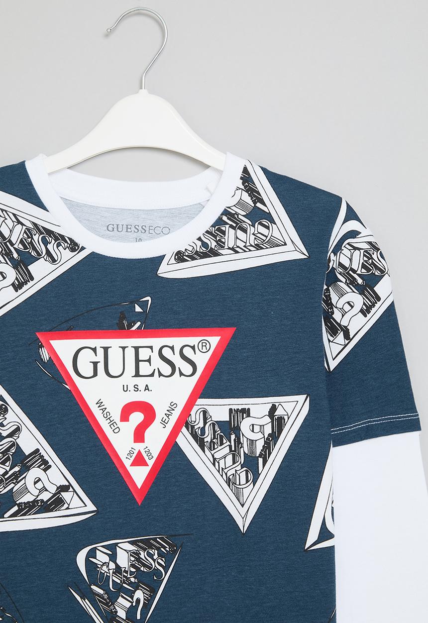 GUESS - Long sleeve T-shirt - blue & white 