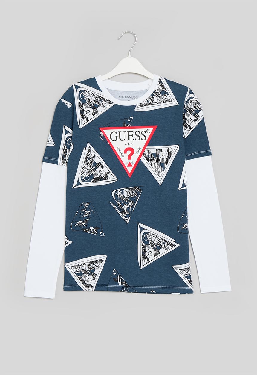 GUESS - Ls t-shirt - triangle blue and white print