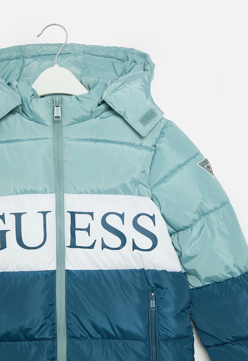 GUESS - Hooded long sleeve padded jacket - mixed blue eve