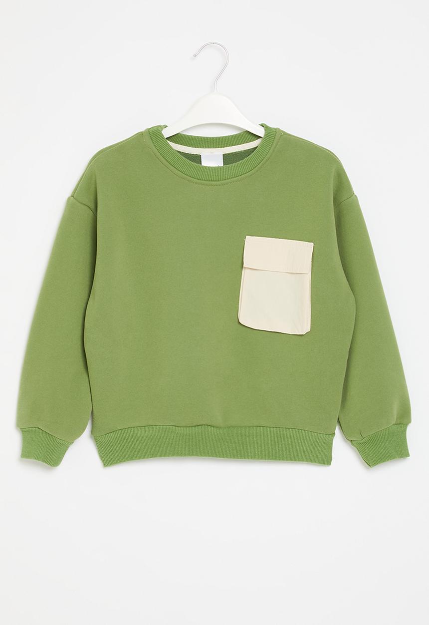 Pop Candy - Contrast pocket sweat top - green