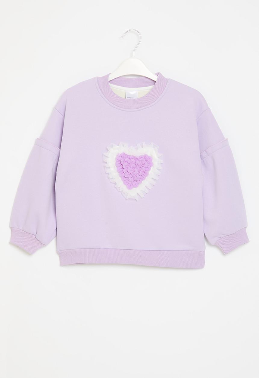 Pop Candy - heart Print sweat top - lilac