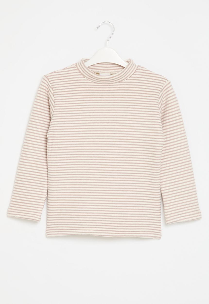 Pop Candy - Striped poloneck - brown & white