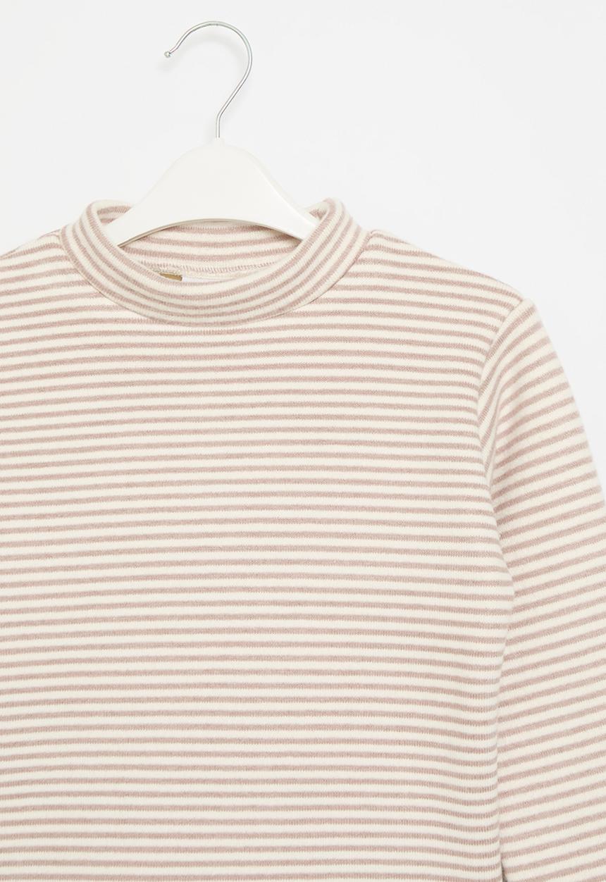 Pop Candy - Striped poloneck - brown & white