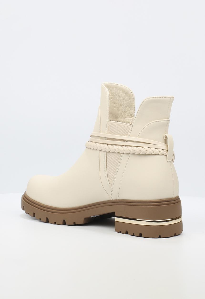 Miss Black - Vadar 3 trim ankle boot - bone