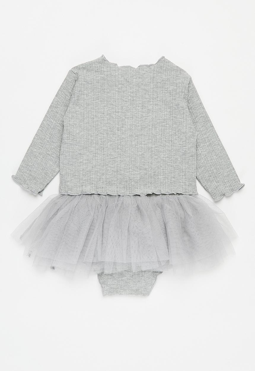 Pop Candy - Rib & mesh dress - grey