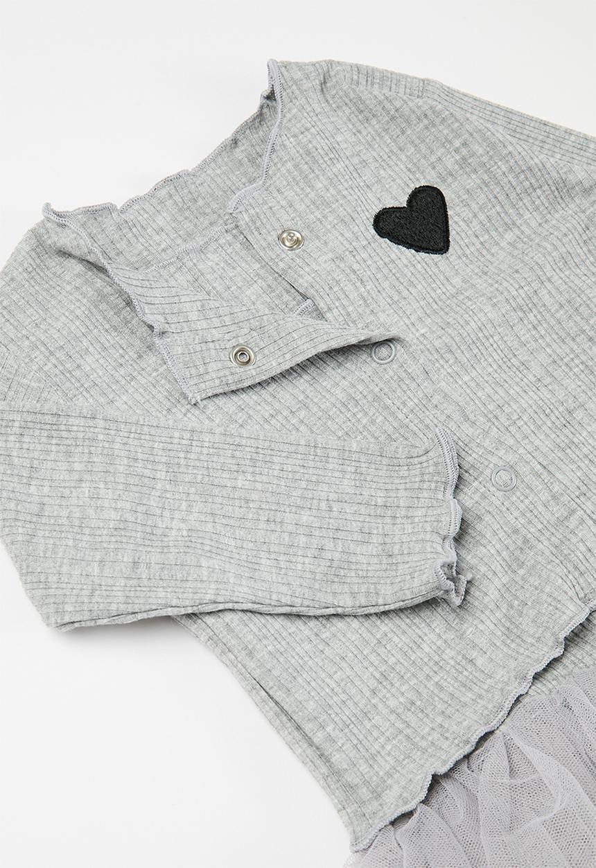 Pop Candy - Rib & mesh dress - grey