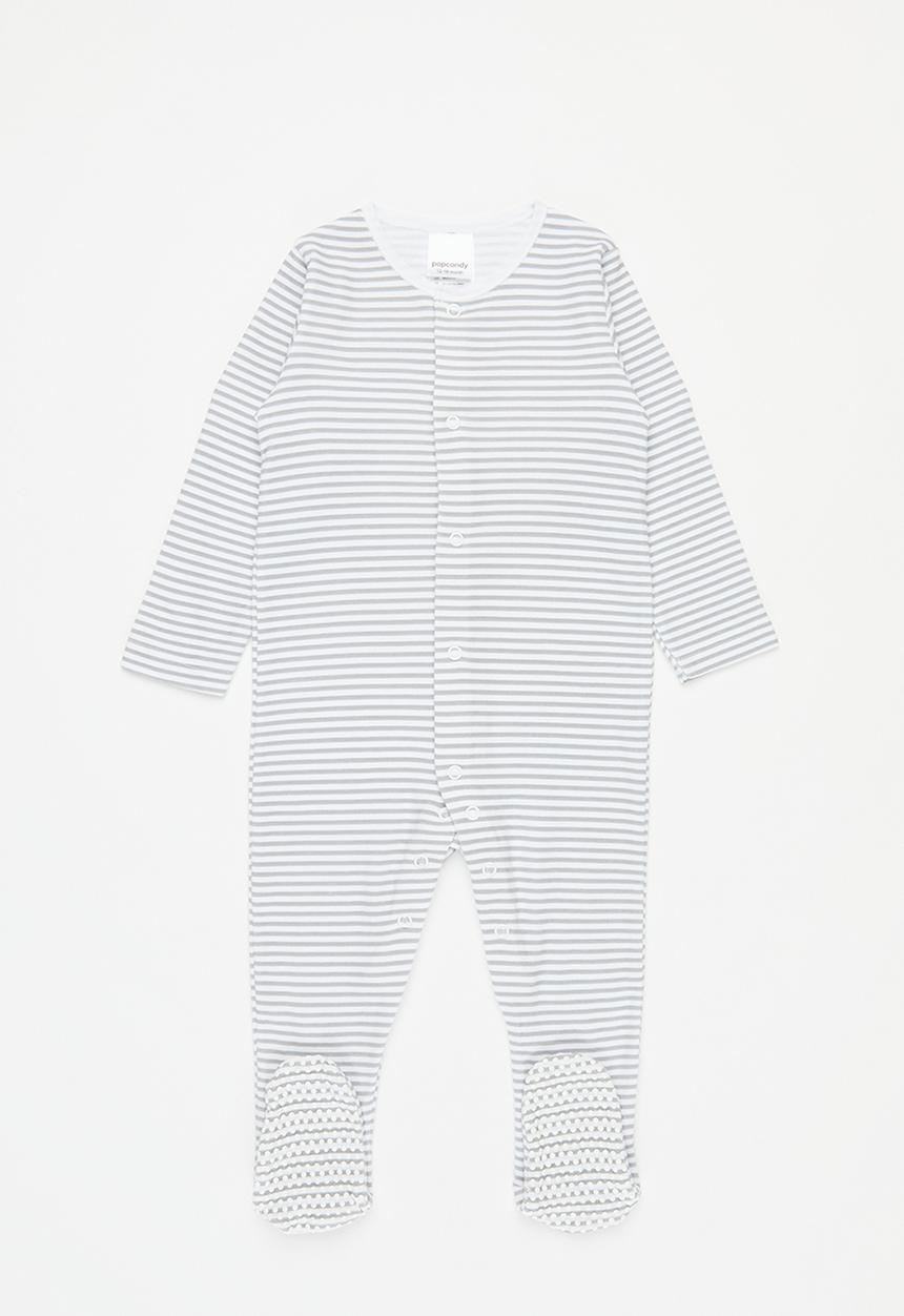 Pop Candy - Striped sleepsuit - grey & white