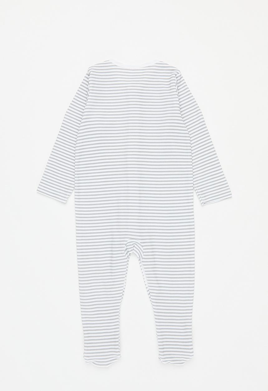 Pop Candy - Striped sleepsuit - grey & white