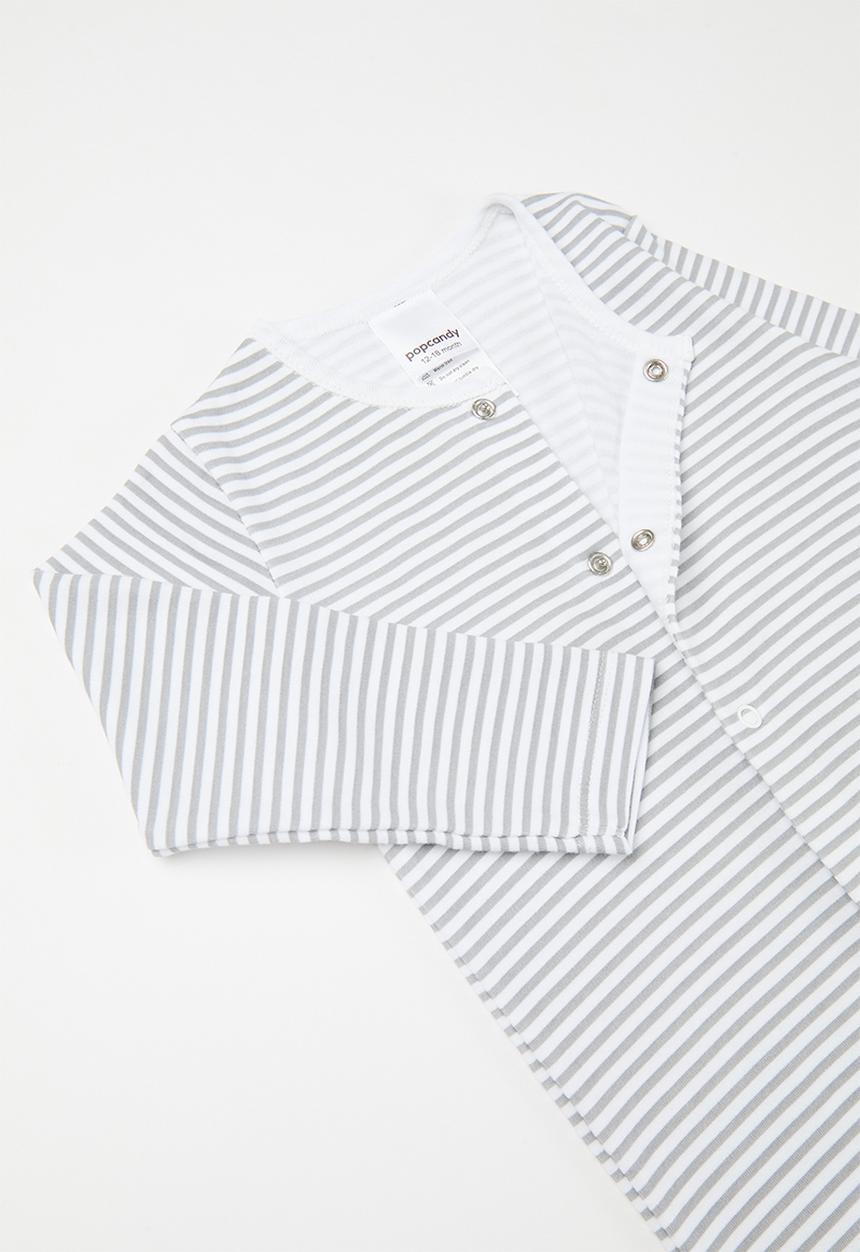 Pop Candy - Striped sleepsuit - grey & white