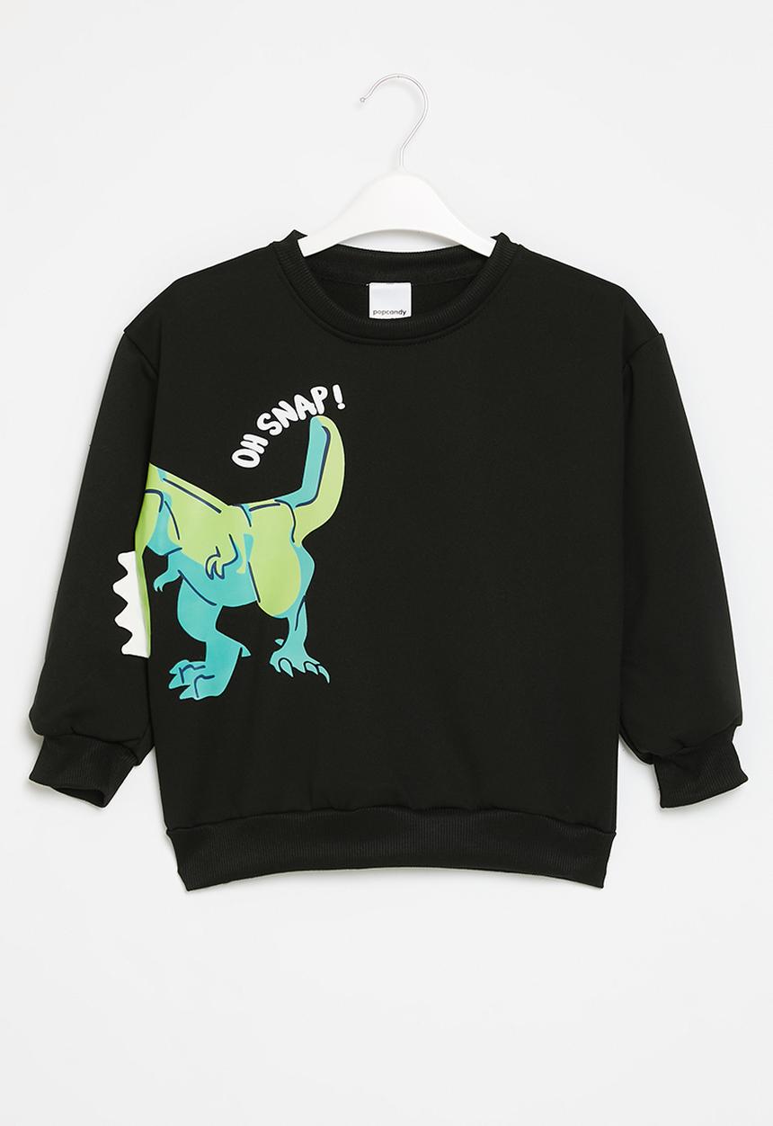 Pop Candy - Dino print sweat top - black