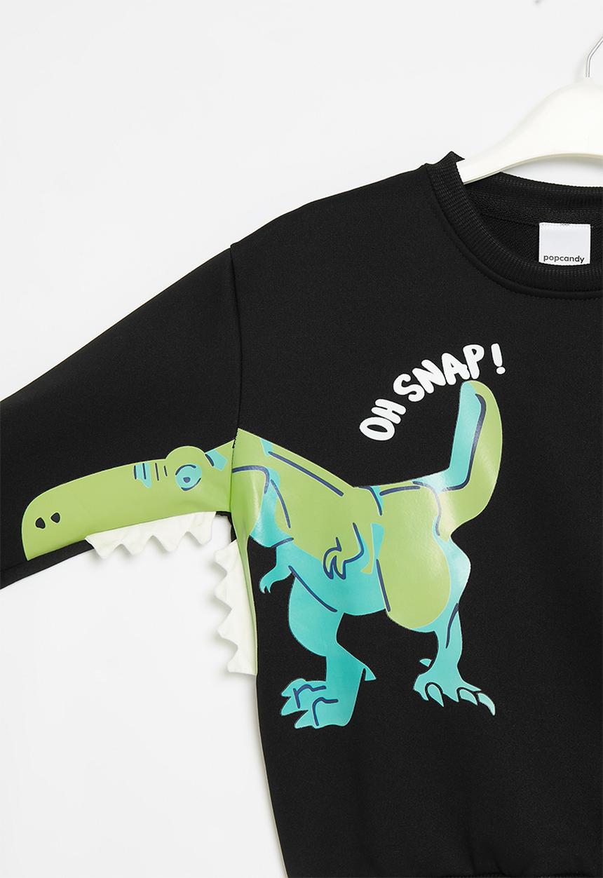 Pop Candy - Dino print sweat top - black