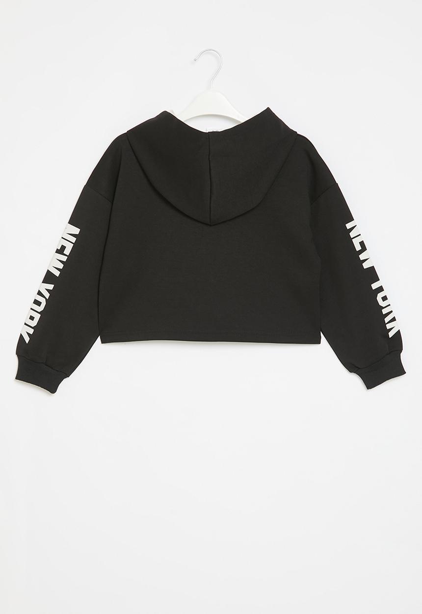 Pop Candy - Hooded cropped sweat top - black/new york