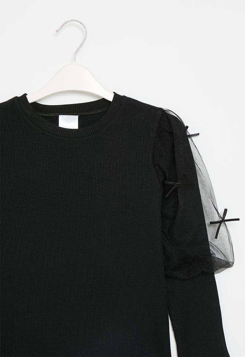 Pop Candy - Mutton sleeve top - black