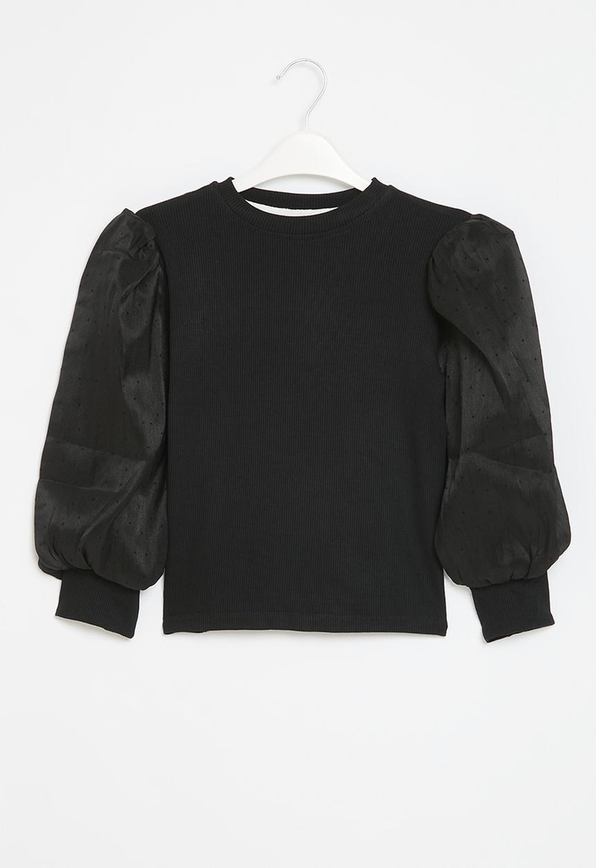 Pop Candy - Puff sleeve top - black
