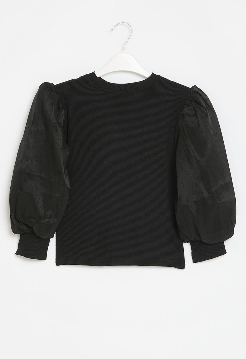 Pop Candy - Puff sleeve top - black