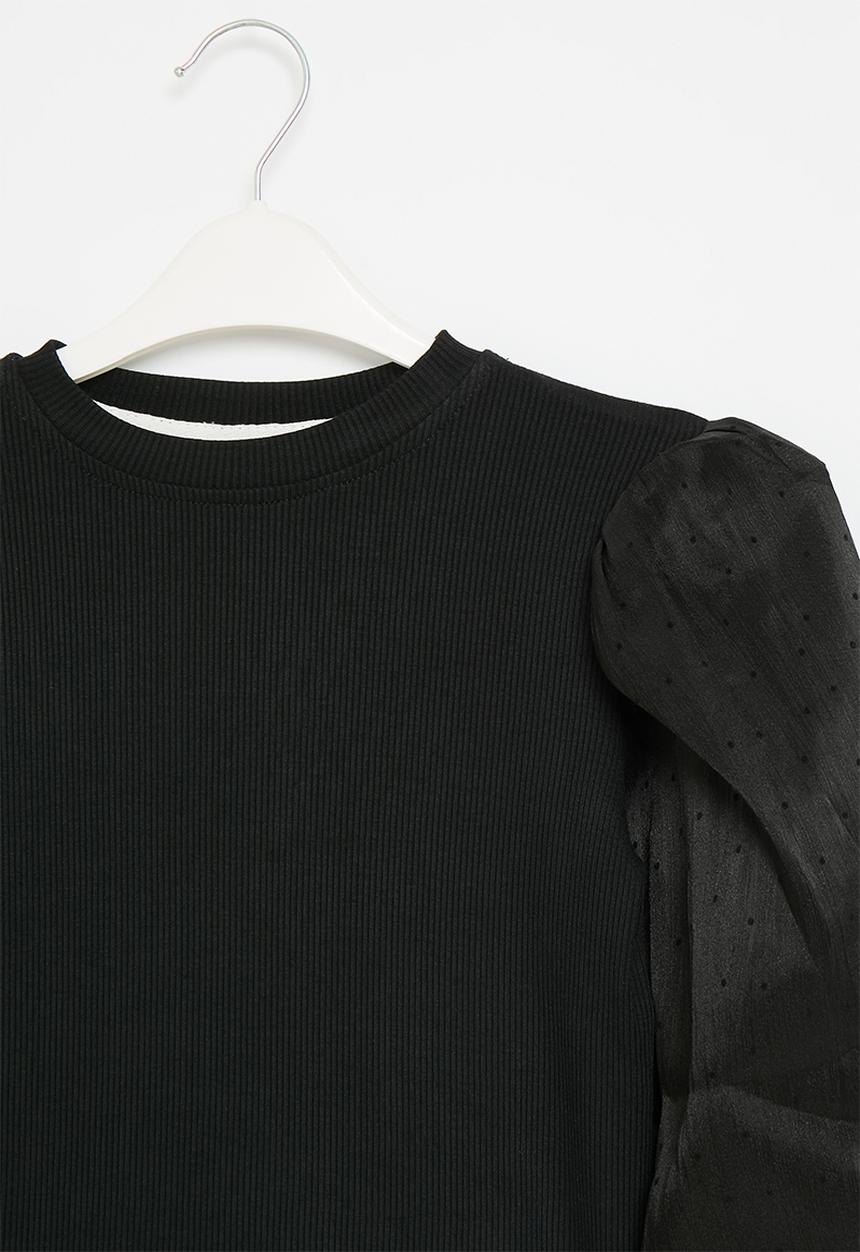 Pop Candy - Puff sleeve top - black
